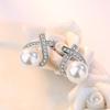 925 Sterling Silver X-Shaped Earrings With AAA Zircon And Pearls
