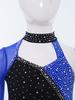 Girls Latin Dance Performance Costume One Shoulder Crop Top Rhinestones Tassel Skirt Set