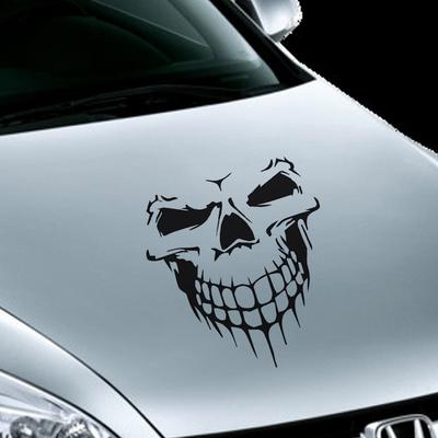 1Pcs Skull Head Car Stickers and Decals Reflective Vinyl Car Styling Auto Engine Hood Door Window Car