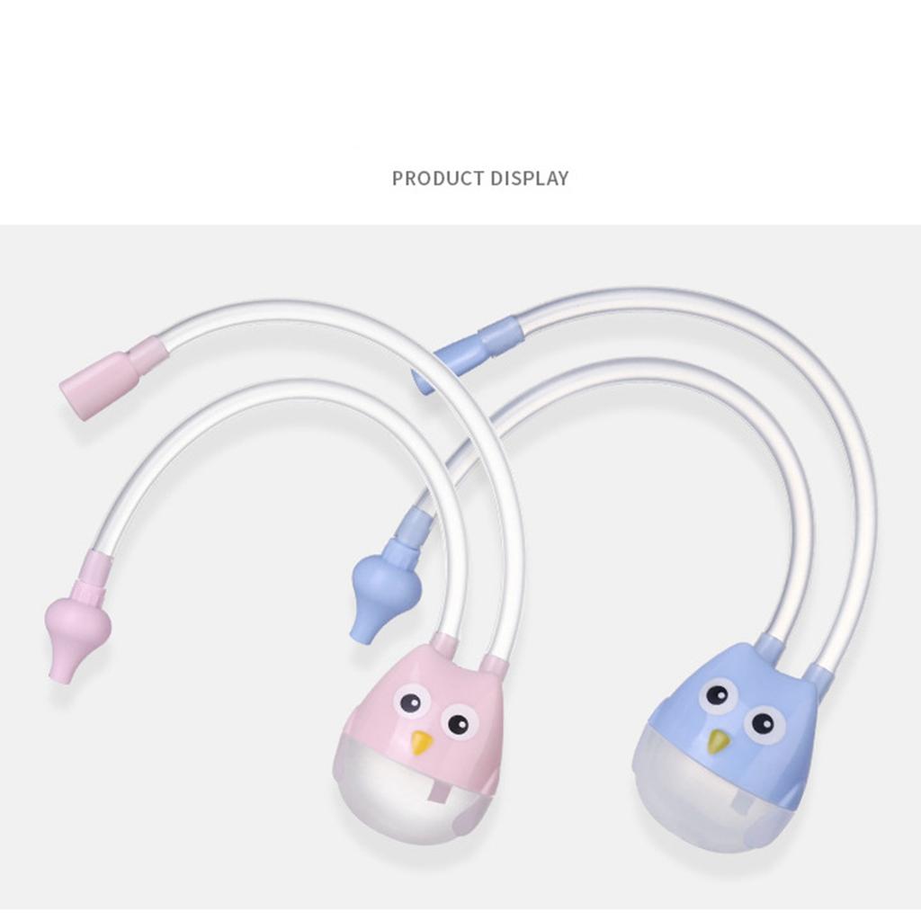 Manual Baby Nasal Aspirator Owl Shape Strong Hardness Comfortable Oral Suction Baby Safety Nose Cleaner Blue