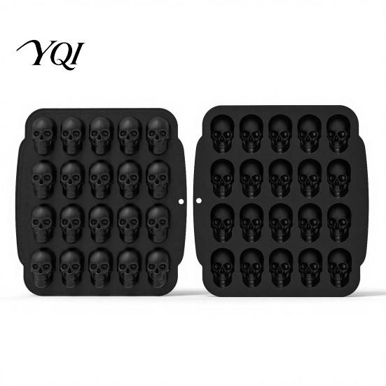 Forniture per Feste di Halloween Stampo per Torta a Forma di Teschio con 20 Cavità, Tema, Stampo in Silicone Antiaderente per Caramelle Mousse, Vassoio 3D Realistico per Gelatina Budino Fai-da-te
