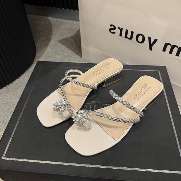 

Fashion Shoes Square heel Ladies Slippers Luxury Slides Rubber Flip Flops Slipers Women Block Summer Designer Hawaiian Glitter 2025 35