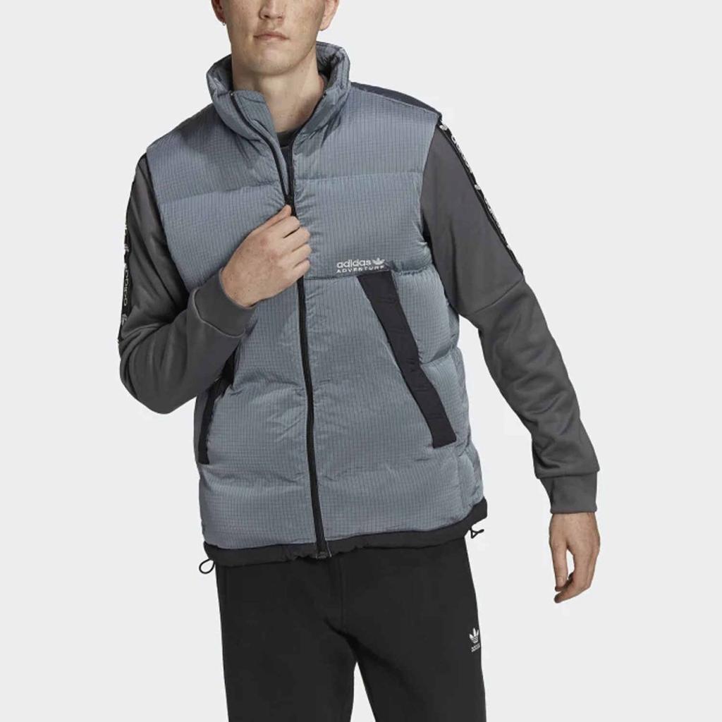 Adidas Originals Sports Lifestyle Series Stand Collar Warm Comfortable Down Vest Men Vests Gray H13584