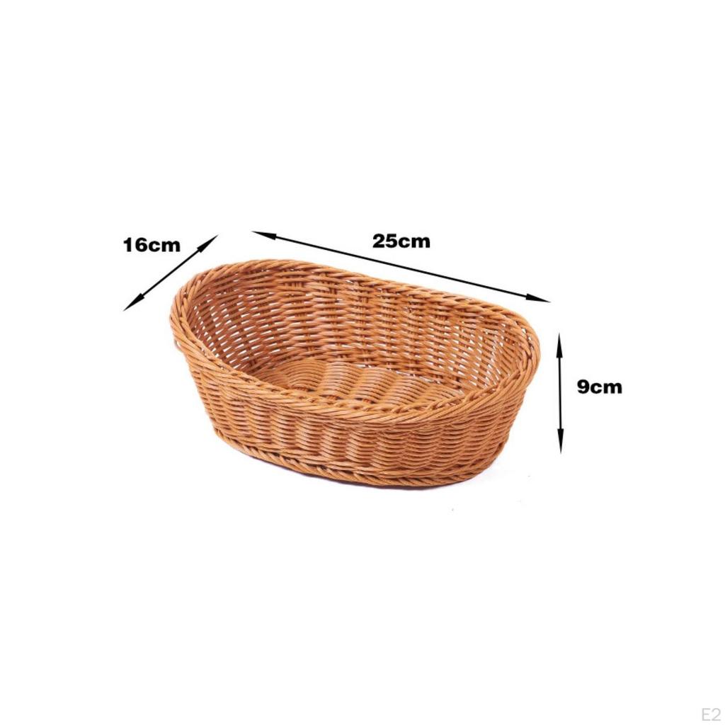 Imitation Rattan Basket OpenWeave Woven with Flat Base Tabletop for Dining Table, Kitchen
