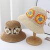 Bucket Internet Celebrity Woven Flower Straw Hat Bucket Hat Women's Versatile