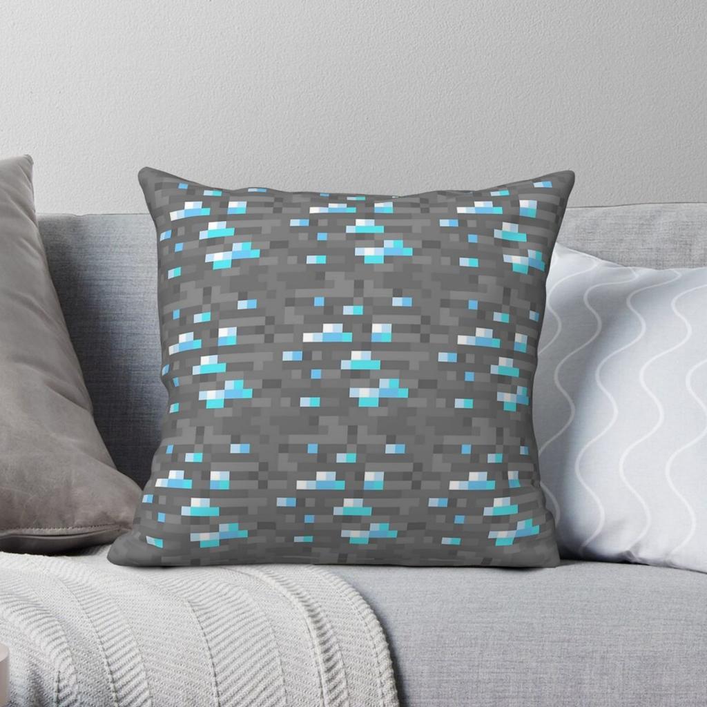Diamond Block Funny Meme Pixel Square Pillowcase Polyester Linen Velvet Creative Zip Decor Pillow Case Car Cushion Cover