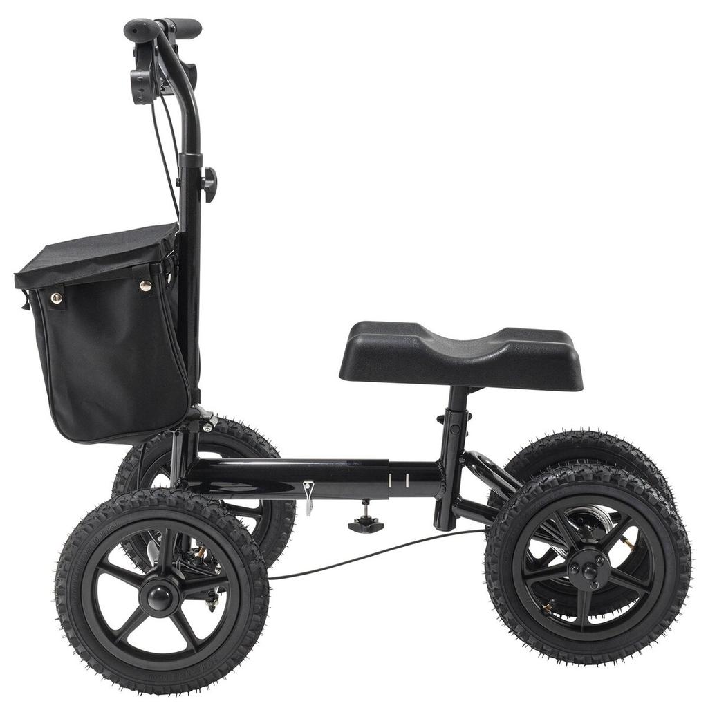 Folding Knee Scooter, Aluminum Steerable Knee Walker with Height-Adjustable Handlebar & Knee Pad, 12" All-Terrain Wheels, Dual Brakes, Leg Recovery