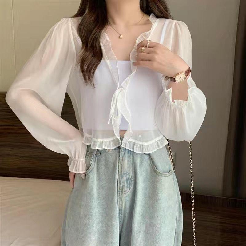 

Women s Spring Chiffon Cardigan with Camisole - Sun Protection Shawl Top and Small Jacket Outerwear XXS