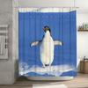 Blue Penguin Print Shower Curtain Waterproof Home Decor Bathroom Decoration