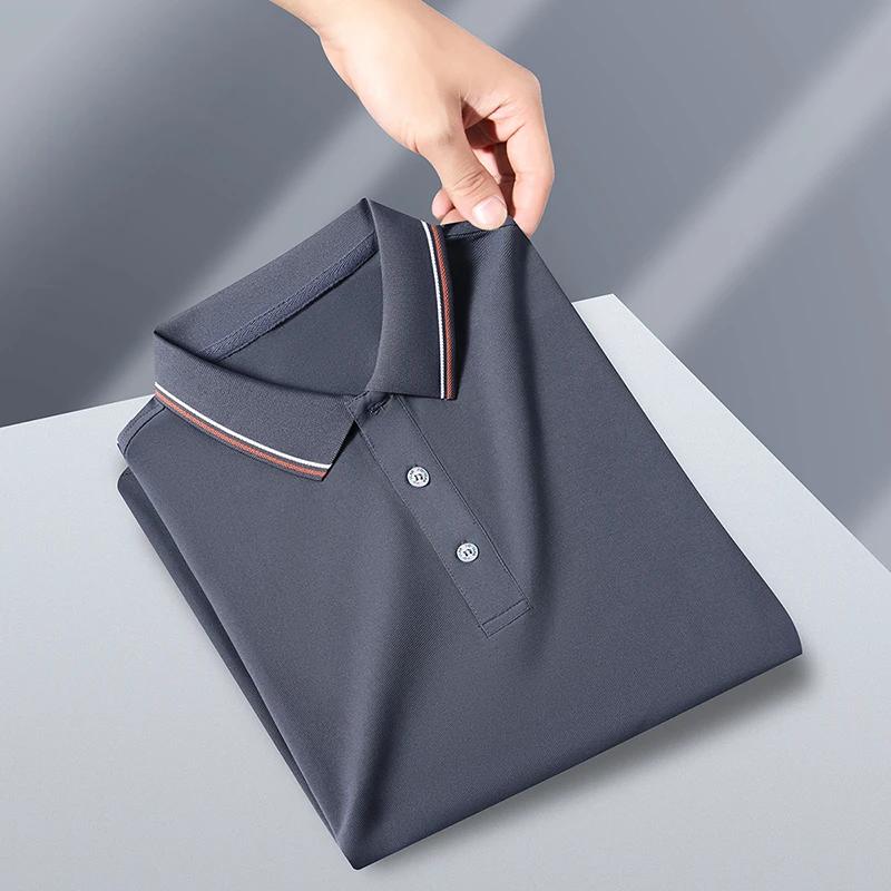New Men's Business Casual Short Sleeved Shirt Solid Color Polo Shirt Fashionable Breathable Comfortable Versatile Top