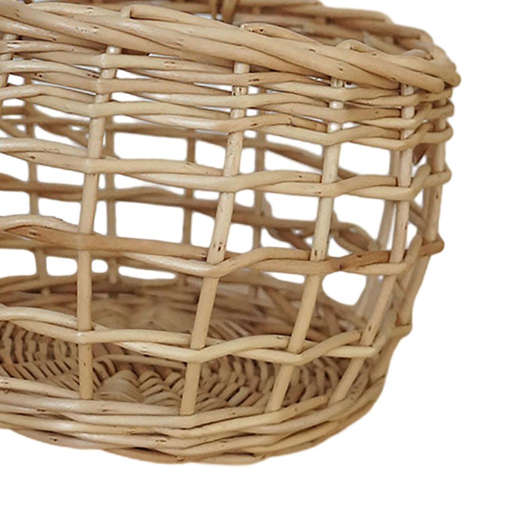 Woven Hanging Basket Holder with Handle Hanging Wall Basket Handmade Rattan Basket for Potato Pantry Onion Cabinet Garlic