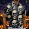 Men's Short Sleeve Halloween Printed Button Shirt, Casual Graphic Top