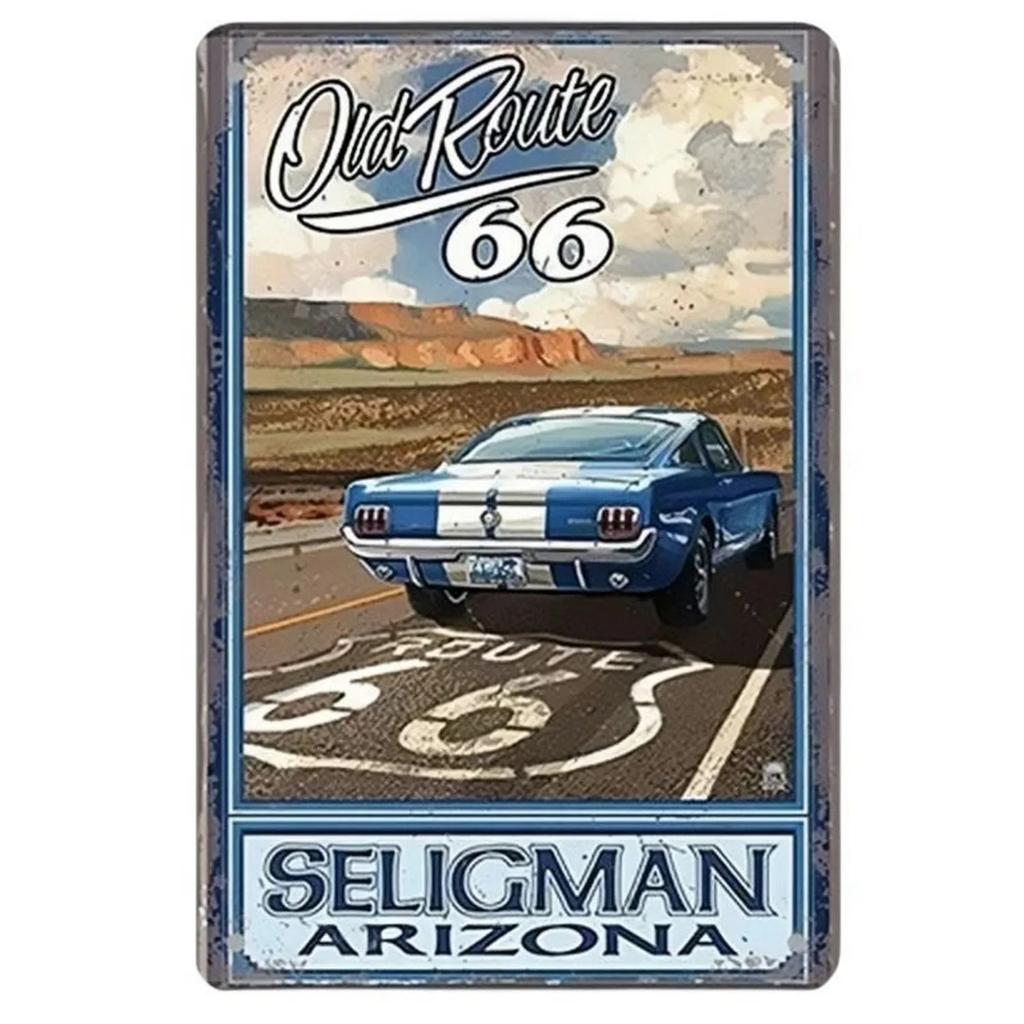 USA Route 66 Metal Signs Wall Poster Plaque Warning Sign Vintage Iron Painting Decoration for Home Cafe Living Room Club Bar