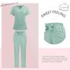Women's Quick-dry Thin Beauty Salon SPA Club Bow Solid Color Hospital Work Nurse Uniform Scrub Top