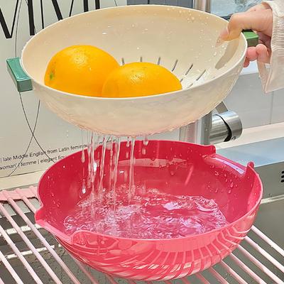 Doppelschichtiger Abtropfkorb Kunststoff Obst Gemüse Wasch- & Abtropfkorb, Aufbewahrungskorb, Mehrschichtig Stapelbar für Küche