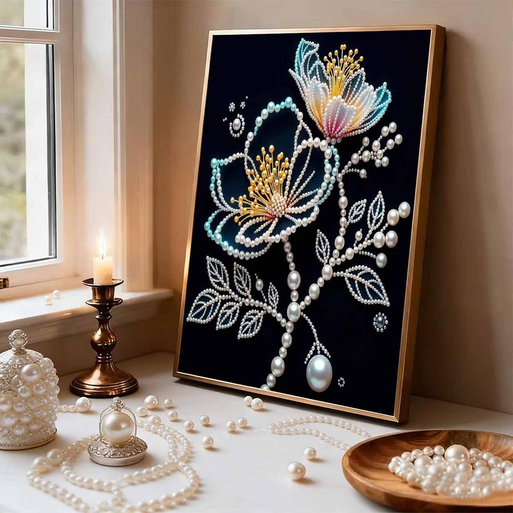 DIY Flower Pearl Diamond Art Painting Kits for Adults and Beginners,fine View Sparkling Painting Craft Home Wall Decor Handmade Gift