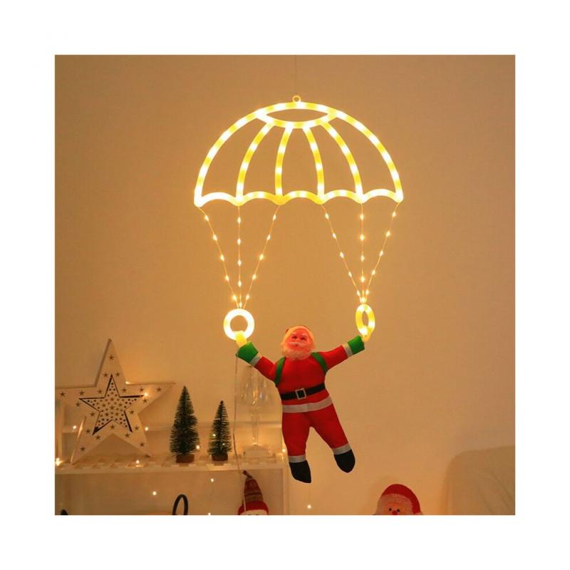 LED-Dekoration Mit Weihnachtsmann-Fallschirm, USB-Betriebene Fernbedienung, Für Den Innen- Und Außenbereich Geeignet, Ideal Für Weihnachtsfeiern Zu