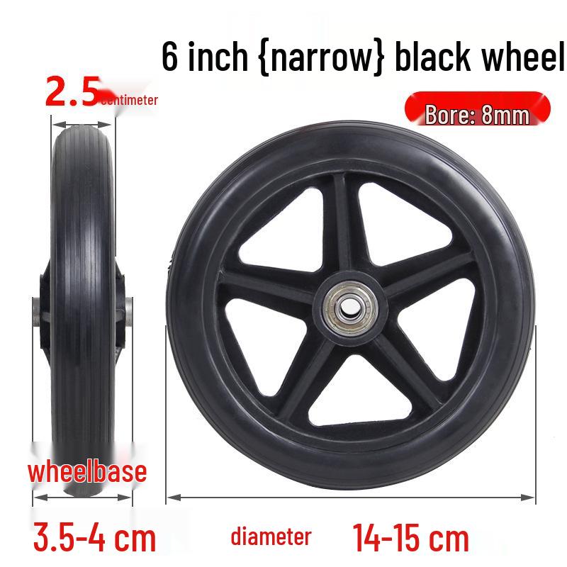 Universal Rollstuhl-Vorderradsatz Vollgummi mit Lagern & Schrauben in 6, 7, 8 Zoll