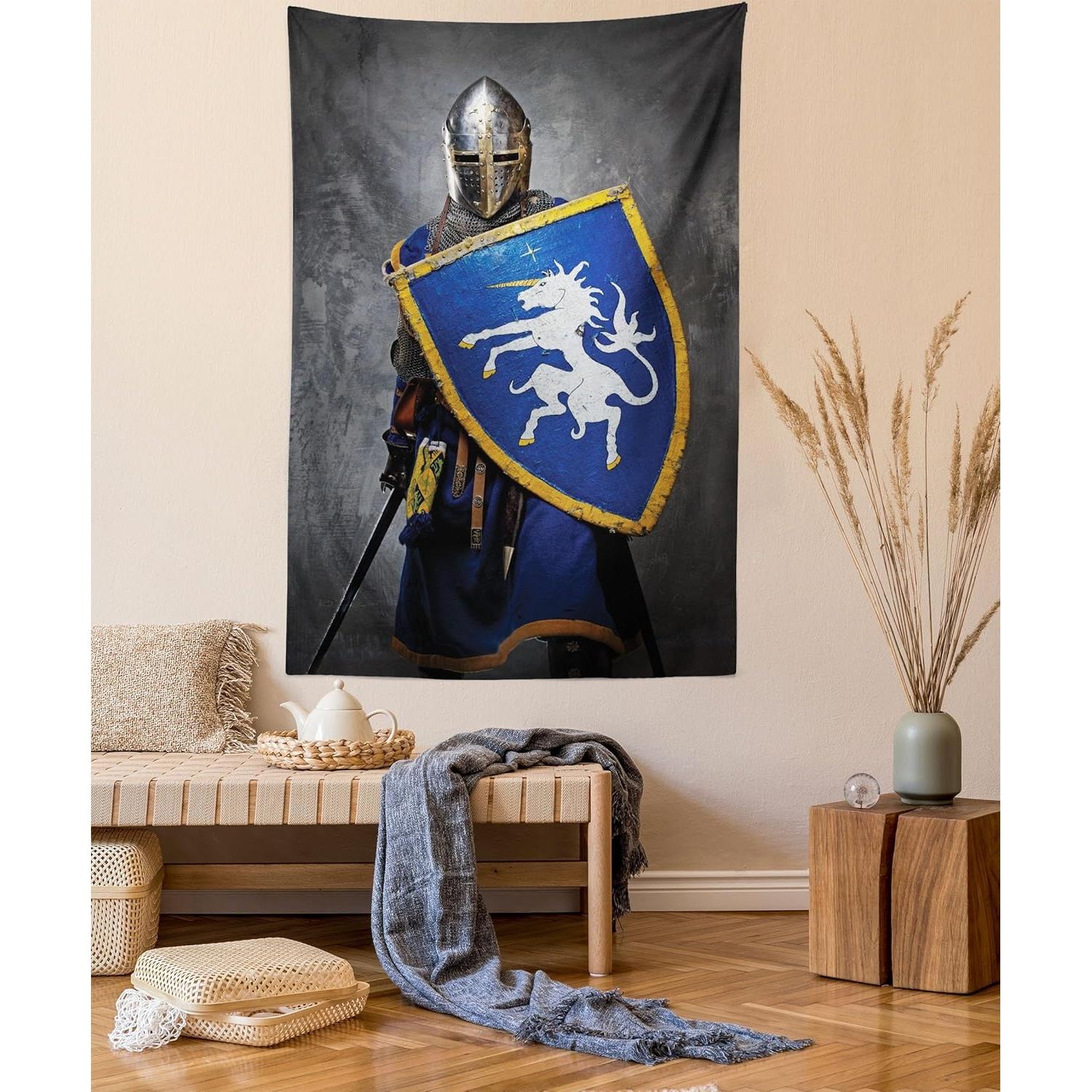Tapestry of a lunar medieval knight holding 75x100