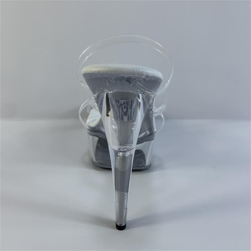 Pantofi de damă Sandale din dantela cu gură de pește transparentă Toc subțire Toc înalt Pantofi de dans 15 cm Toc 5 cm Platformă YKC