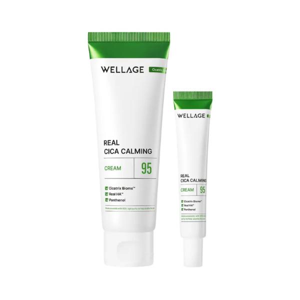 WELLAGE Real Cica Calming 95 Cream Soothing Barrier Care 80ml+20ml Special Set