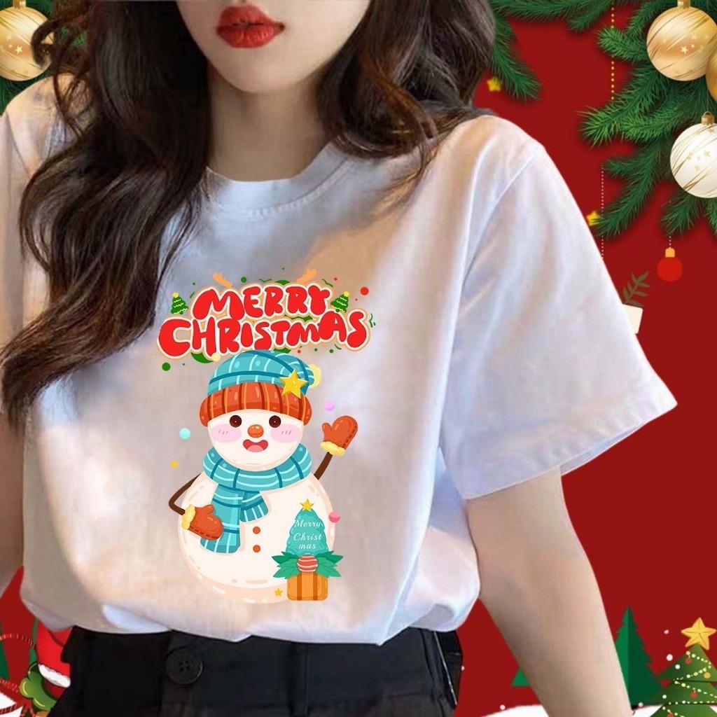 COD Christmas pattern women's T-shirt Baju Cuti Krismas Lelaki men's plus size T-shirt short sleeved casual top T-shirt