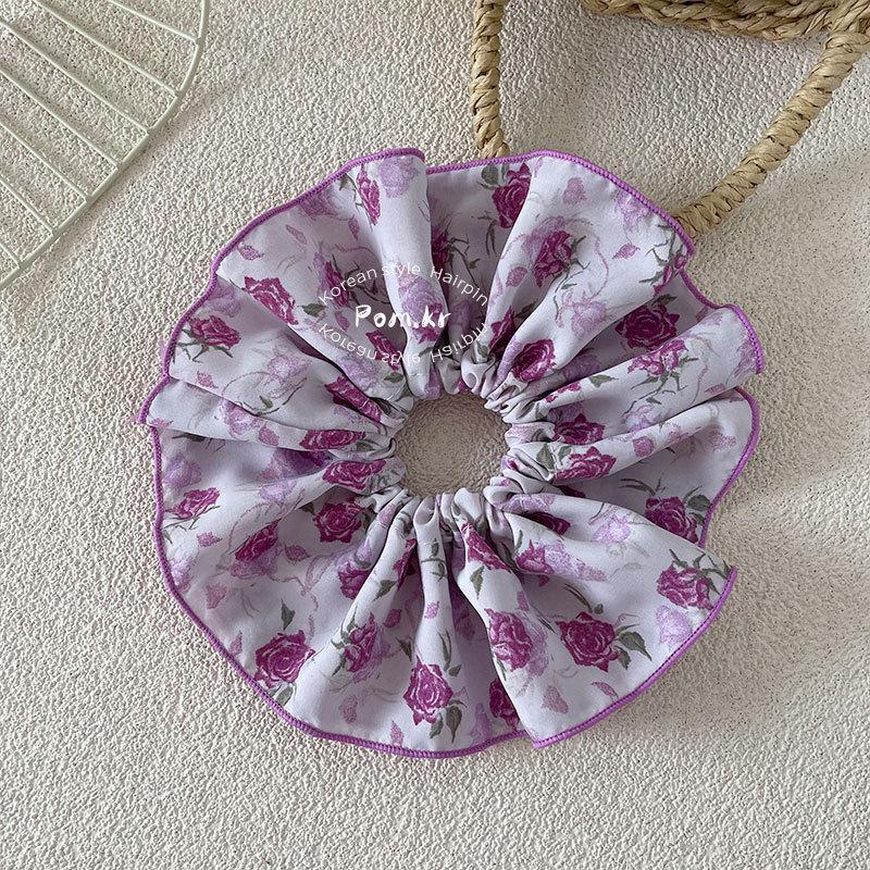 Spring 2025 Korean Floral Scrunchie for Girls - High Elasticity Bun Hair Tie