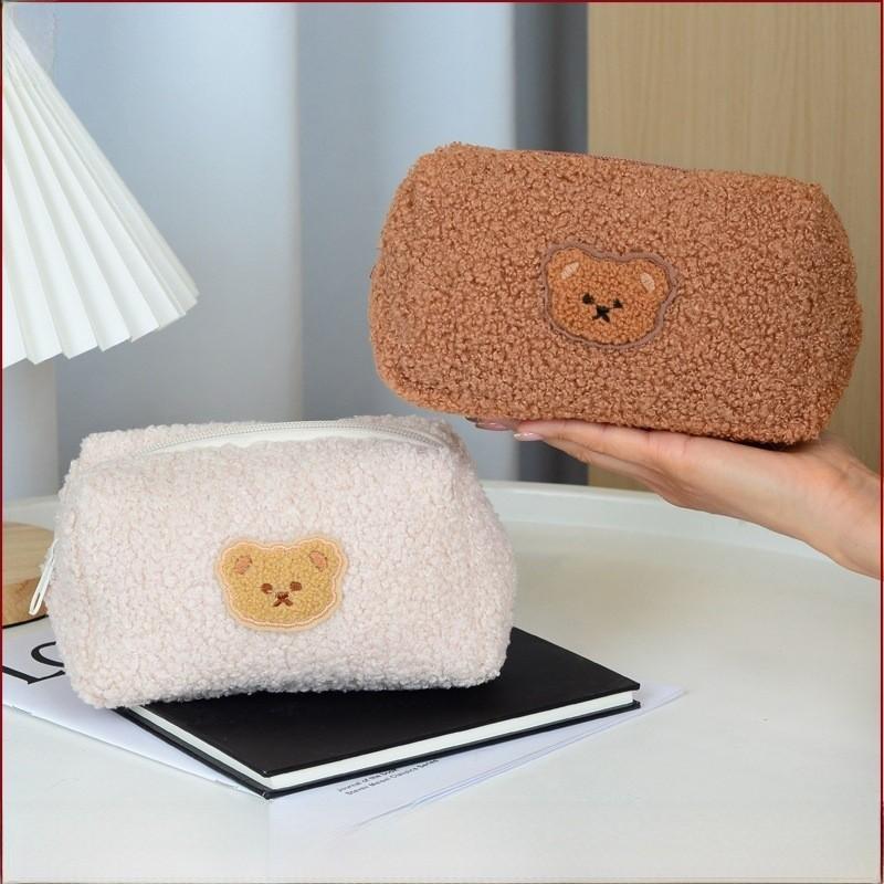 Astuccio in Peluche di Grande Capacità Stile Coreano con Design a Orsetto per Studenti e Ragazze