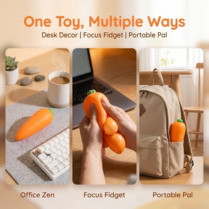 Carrot Squishy, Slow Rising Stress Relief, 2026 New Realistic Carrot-Shaped Squeeze Ball, Soft Cute, Anxiety Relief Dough Decompression Gift
