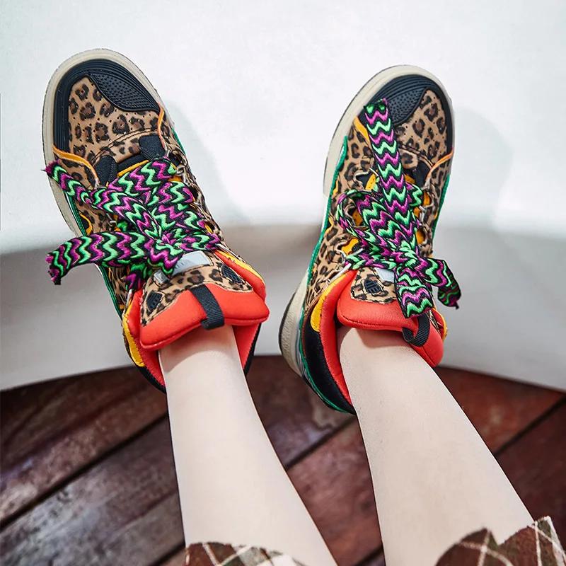 Höst Damskor Sneakers Dam Leopardtryck Casual Herrskor Lyxskor Träningssko Andningsbar Mode Löparsko