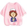 Summer Casual Crew Neck T Shirt Kawaii Cartoon Design Children Stranger Things Short Sleeve Tops Boys Girls