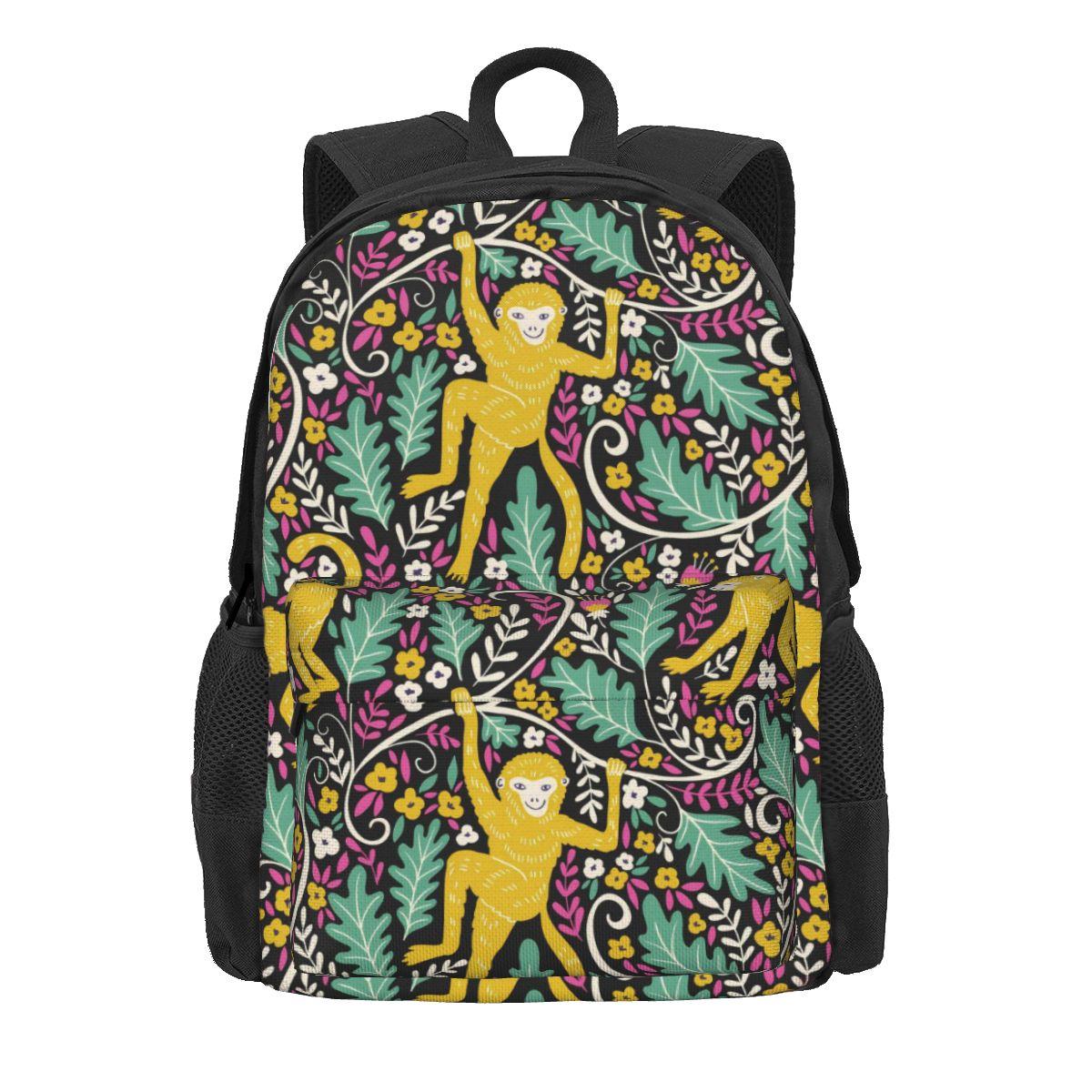 Sac à dos imprimé singe Rose Sacs à dos animaux pour l'université Style fille Sacs de lycée Sac à dos imprimé coloré 36x32x10cm