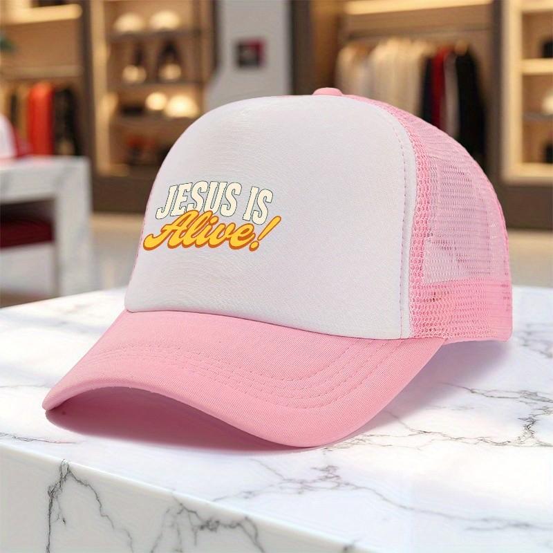 Jesus Is Alive Trucker Hat Polyester Mesh Baseball Cap Adjustable Casual Snapback Gift
