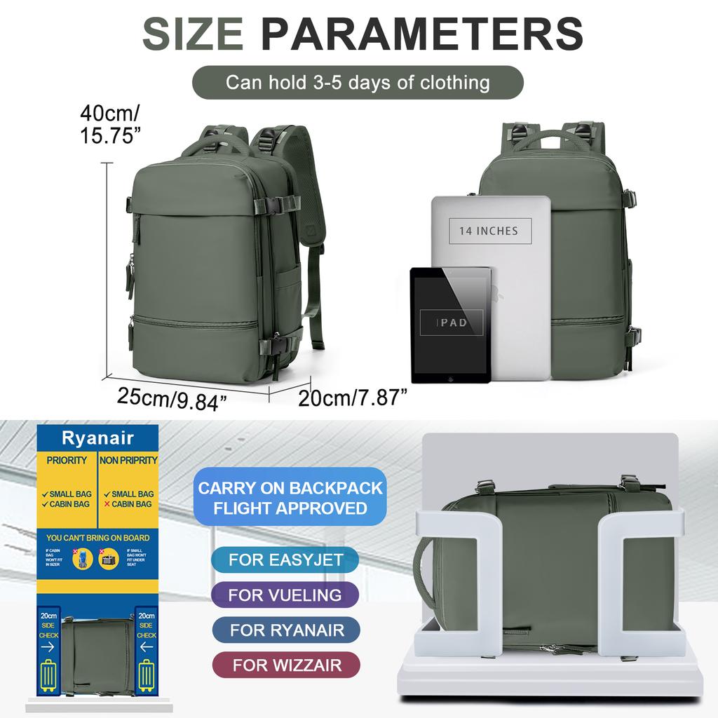 Herren Reise Rucksack vakuum 14 Zoll Laptop Rucksack mochila viaje 40x20x25 ryanair Kabinen Rucksack Business Große Kapazität Aufbewahrung