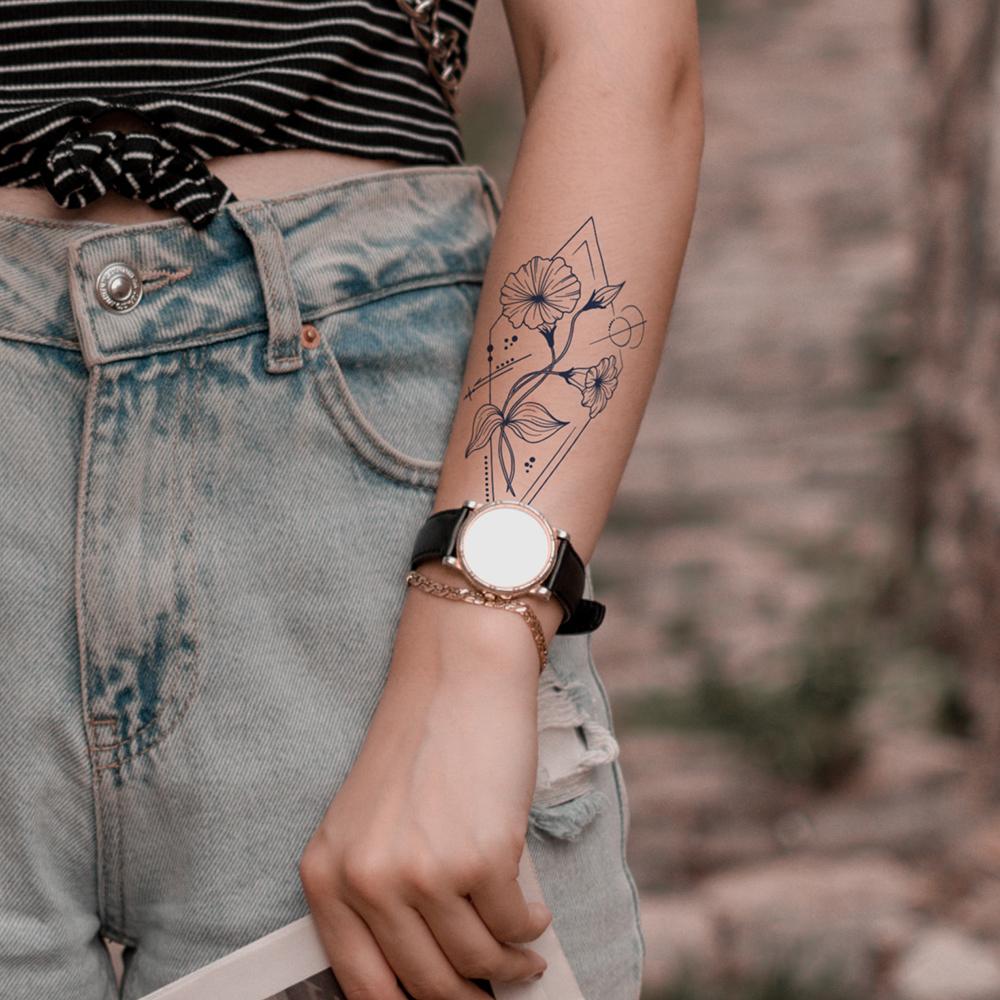 2 Sheets Semi Permanent Women's Arm Back Temporary Tattoos Waterproof and Durable Herbal Tattoos