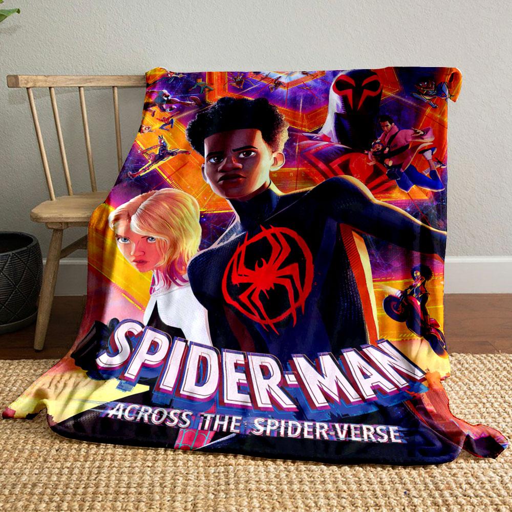 Dynamic Spider-Man-themed visuals with vibrant colors and multiple characters. for all seasons blanket lunch break throw gift