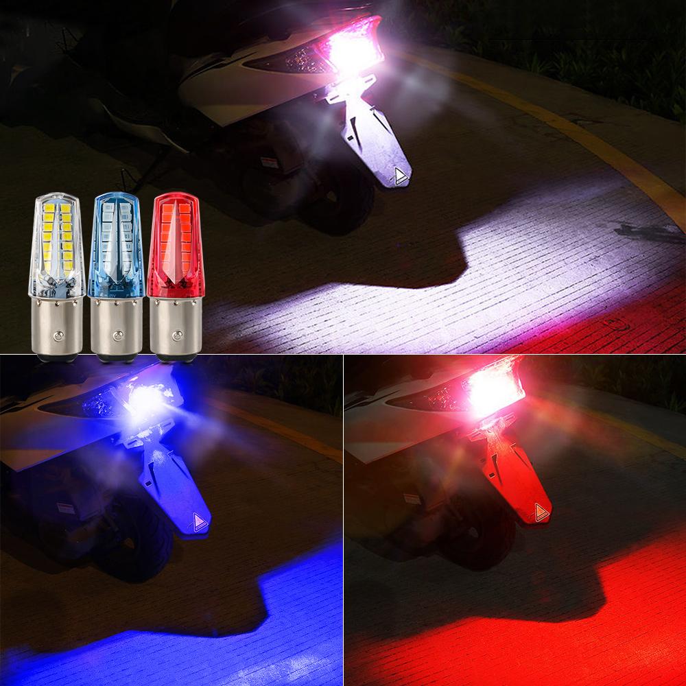 1157 Led Turn Signal Strobe Flashing Bulbs Super Bright Motorcycle Lights 2835 32smd Moto Brake Light White Red Blue Strobe 12V