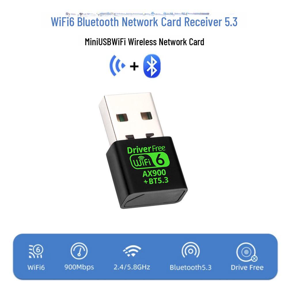 AX900M Wireless Network Card: WiFi 6, Dual-Band 5G, Bluetooth 5.3, Driver-Free Mini Receiver.