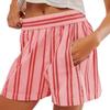 Pantaloncini da Donna a Righe Vita Elastica Vita Media Estivi con Tasche Vestibilità Larga per Vacanze Viaggi Scuola