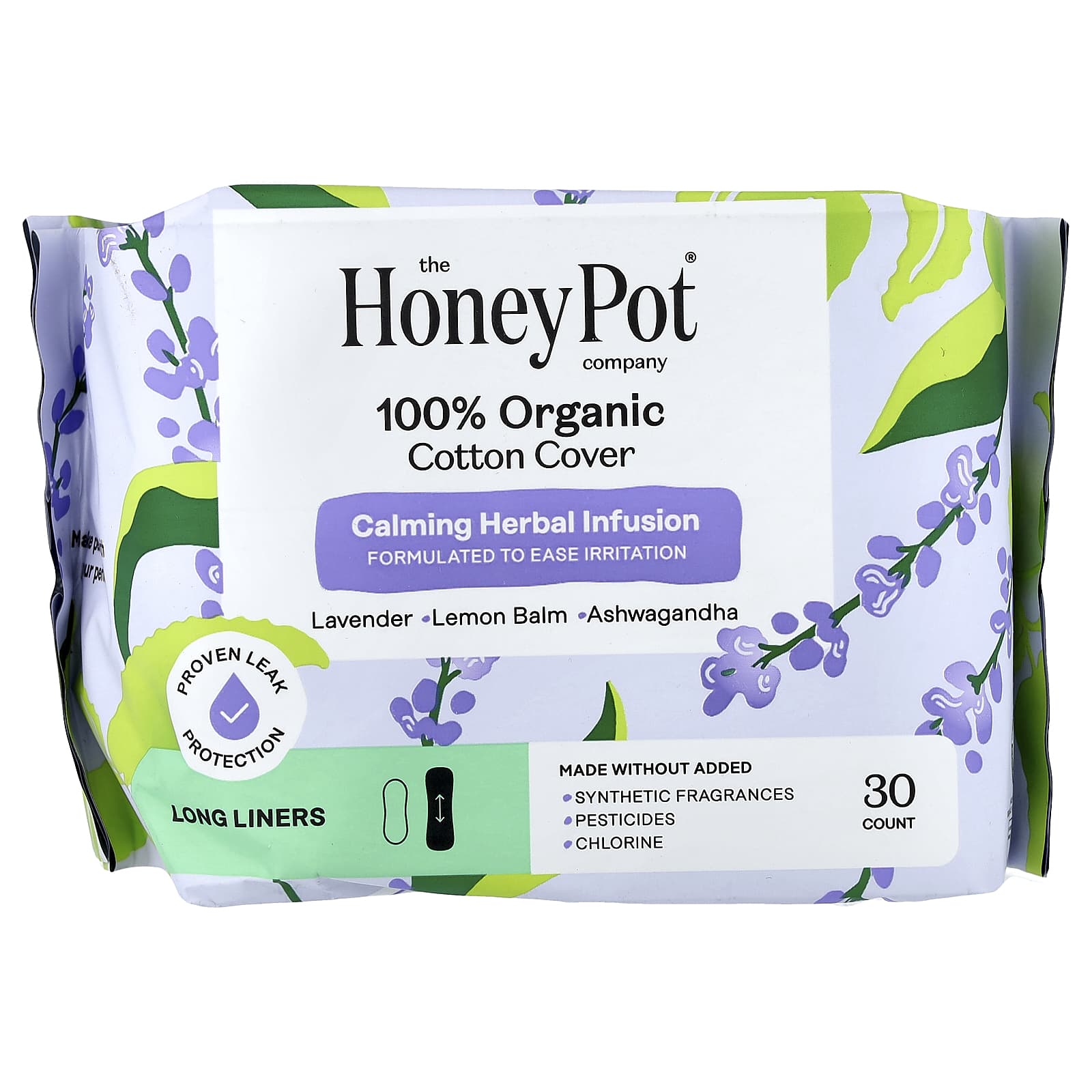 

The Honey Pot Company, Organic Soothing Herbs, Long Liner, 30 Count