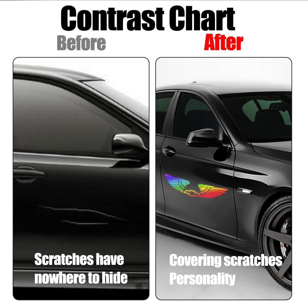 Car Styling 3D Angel Wing Colorful Laser Emblem Trunk Windshield Hood Stickers For Chevrolet Sail Cruze Corvette Trax Aveo Spark