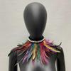 Faux Feather Scarf Faux Pearl Decor Soft Adjustable Lace-up Ribbon Retro Gothic Collar Cosplay Party Stage Performance Faux Feather Collar