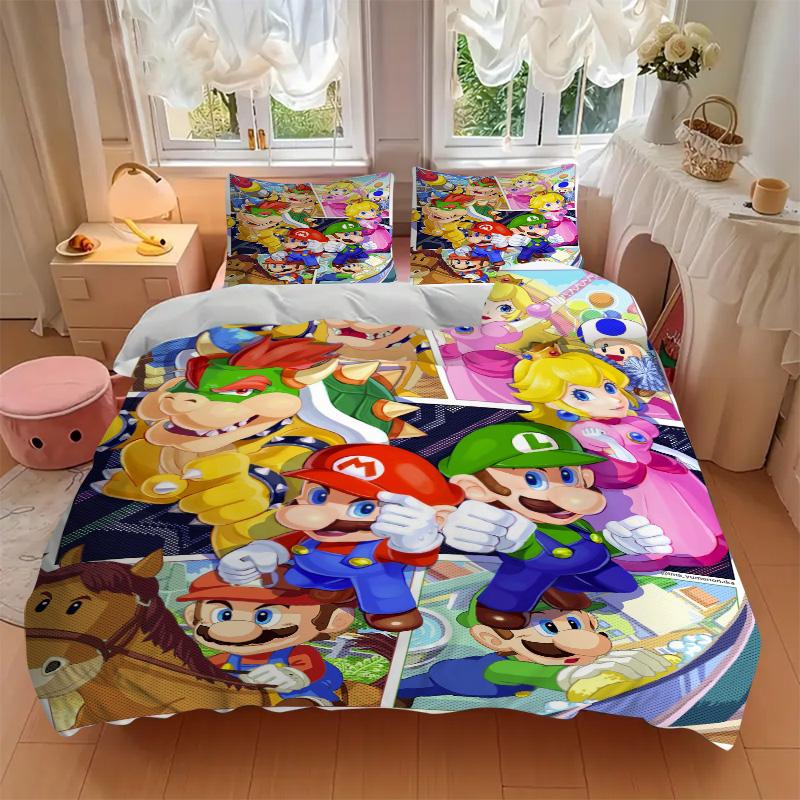Super Mario Bros Adventure Print 3Pcs Bedding Setduvet Cover With 2 Bedropillowcase Home Birthday Gift