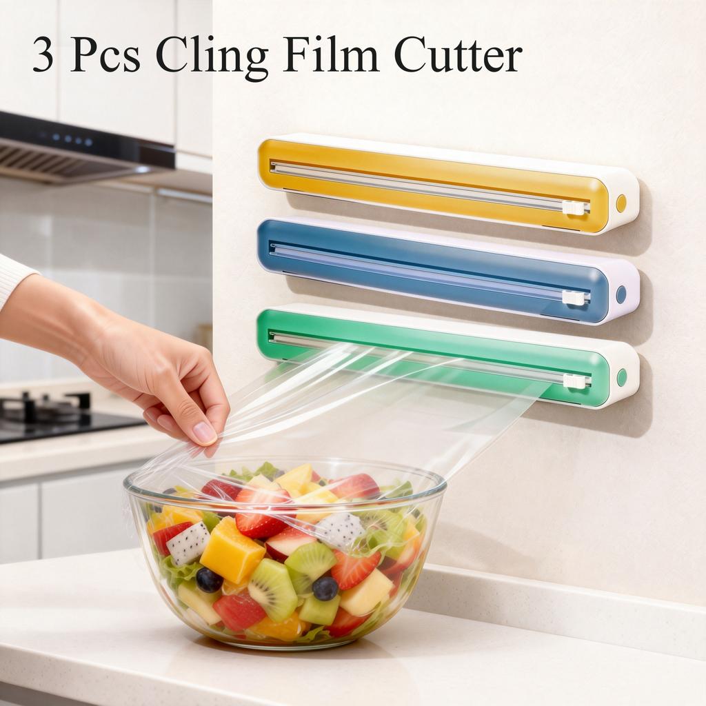 3 Stück Frischhaltefolien-Schneider Lebensmittel-Folienabroller Alufolien-Stretchfolien-Schneider Wiederverwendbarer Folienabroller für Küchenzubehör