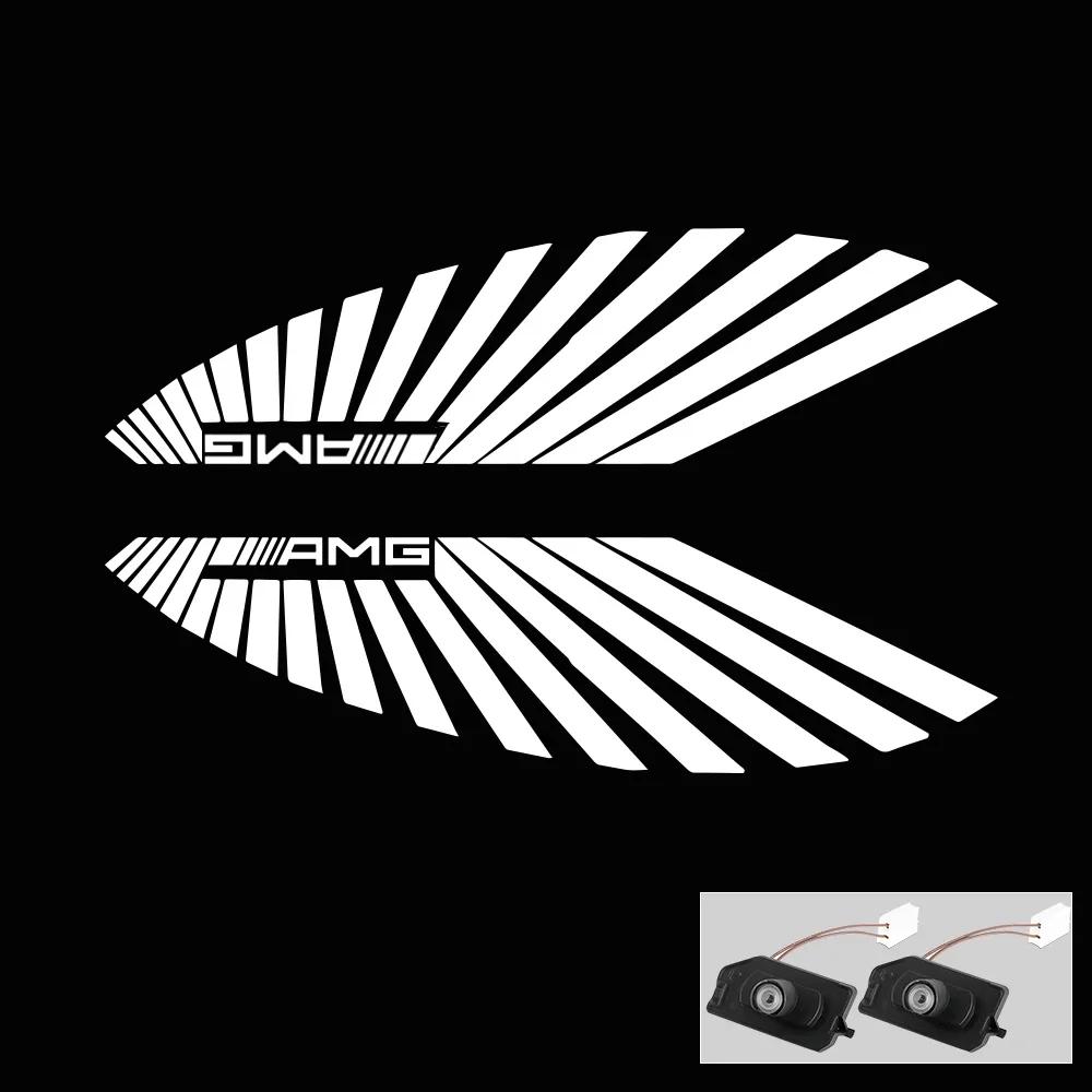

New Hot 2026 2PCS Car Angel Wings Projector Rearview Mirror Carpet Lamp Led Welcome Light Atmosphere Lights for Mercedes Benz Lo