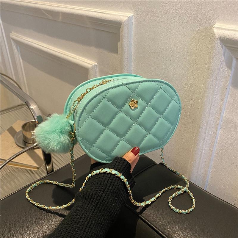 Rhombus embroidery thread small bag women's 2025 early autumn new casual fashion chain single shoulder solid color crossbody oval bag