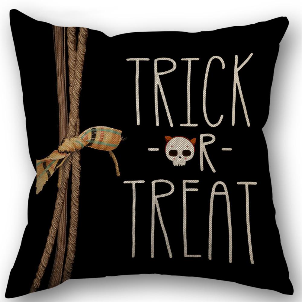Halloween Decor Pillow Case 45x45 Pillow Cover Funny Pumpkin Ghosts Black Cat Print Cushion Cover Home Decorations Holiday Gifts