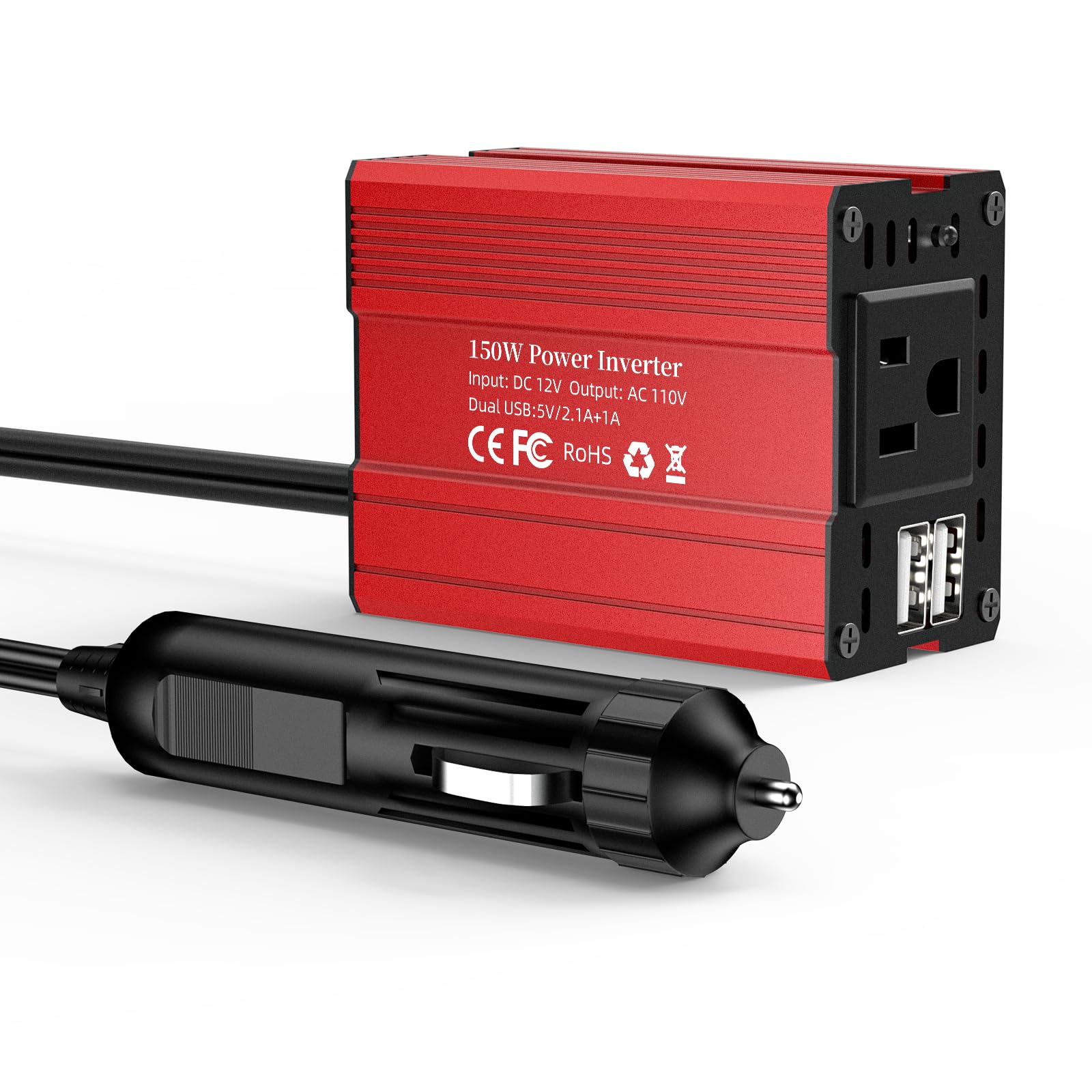 

150W Inverter, Cigarette Lighter Socket, Outlet, Rapid Charging, Car Inverter, Converts DC to 150W