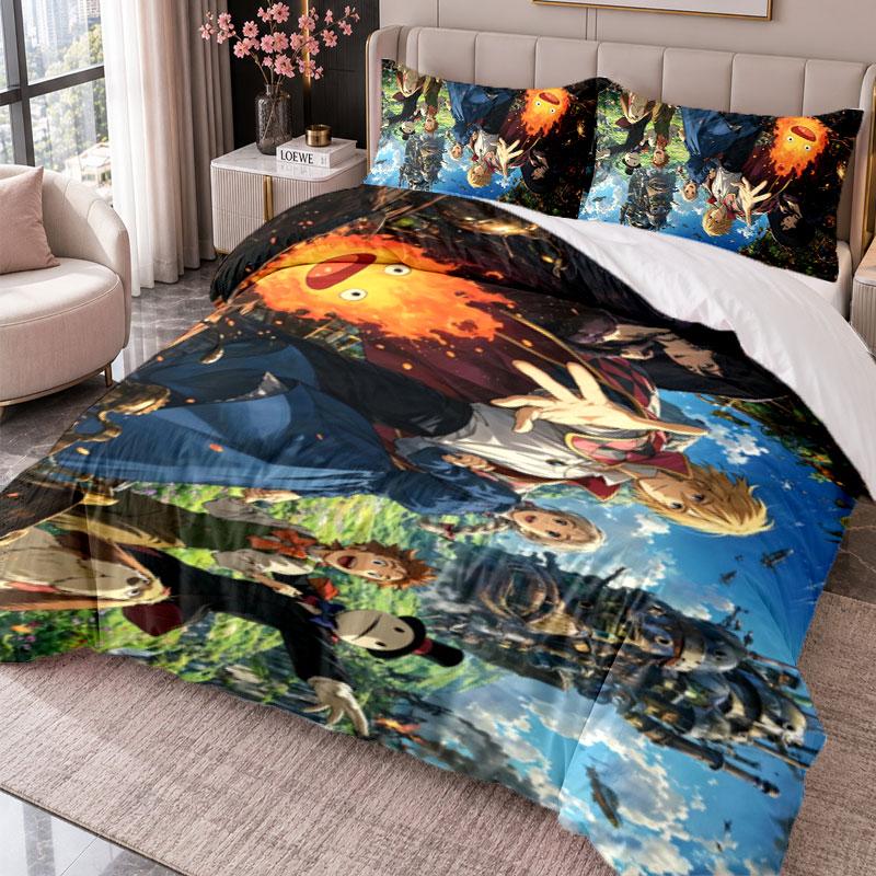 Howl's Moving Castle 3Pcs Bedding Set Duvet Cover With Two Pillowcases For Bedroom Home Decoration