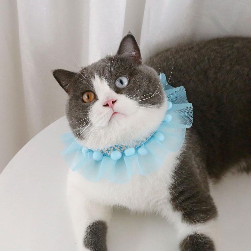 

Cute Lace Cats Necklace Collars Small Hairballs Collar For Puppy Fashion Simple Pets Party Adjustable Supplies Accessories M розовый